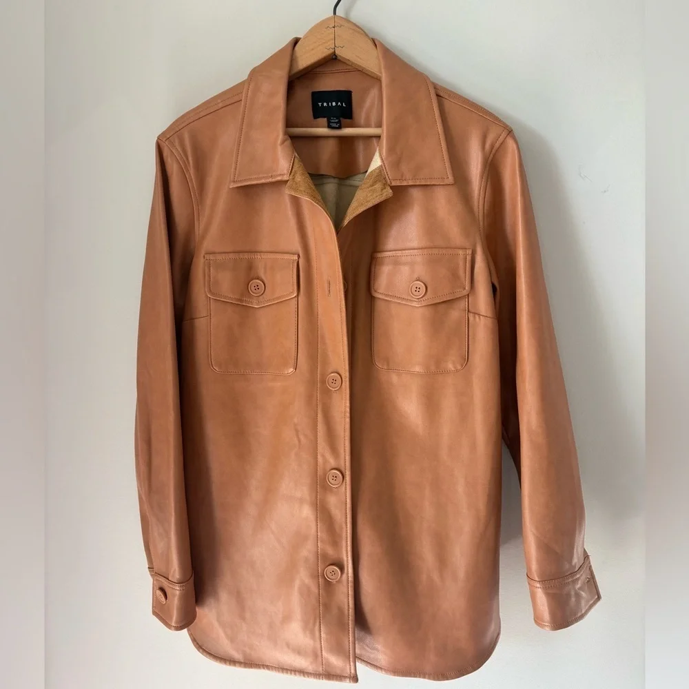 Tribal Soft Vegan Leather Shacket SP Small Petite